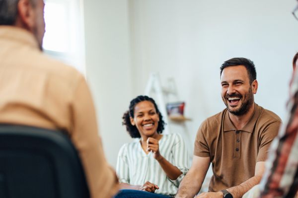 People enjoy a group session through Nashville mental health parters.