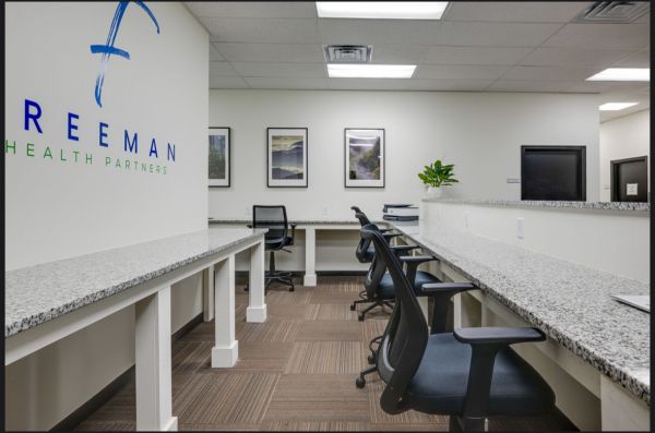 Check in area inside the facility at Freeman Health Partners